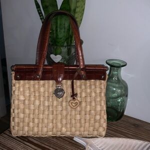 Brighton, Vintage leather wicker handbag